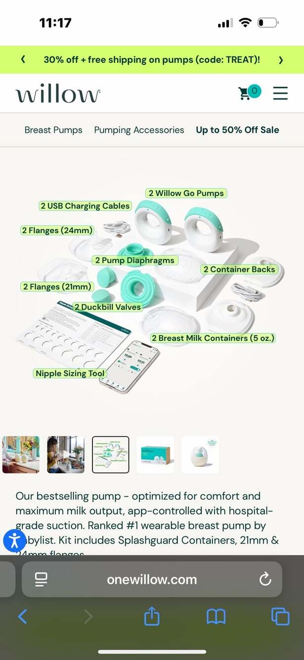 Willow Go Portable Double Pump Electric Breast Pump Kit